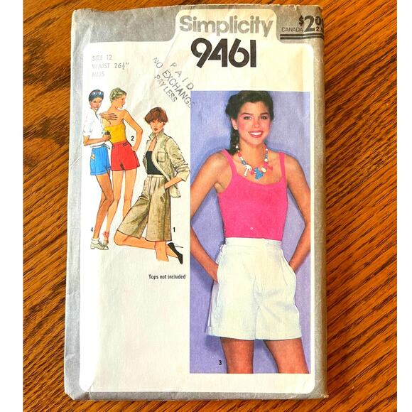Vintage 1980s Simplicity 9461 Sewing Pattern Size S Shorts in 3 Lengths COMPLETE - Picture 1 of 2